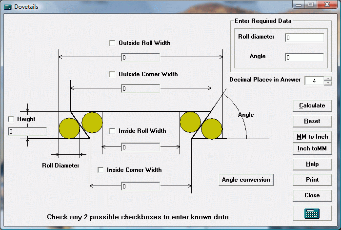 Dovetail calculator