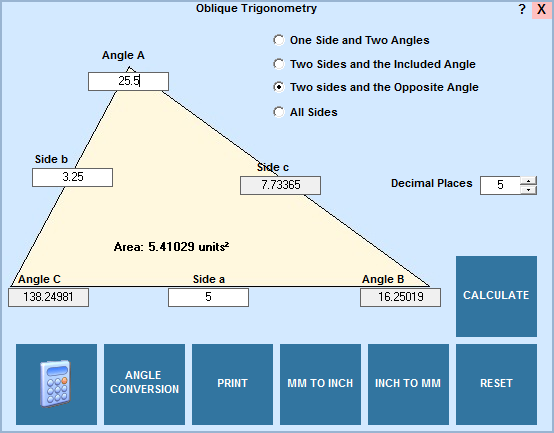 Triangle calcu clearance