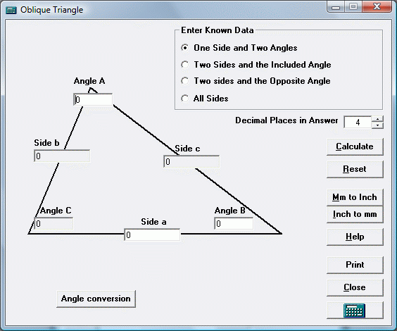 Oblique triangle trigonometry with EditCNC'c calculator