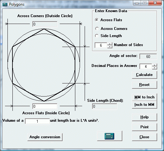 Regular polygon calculator for EditCNC