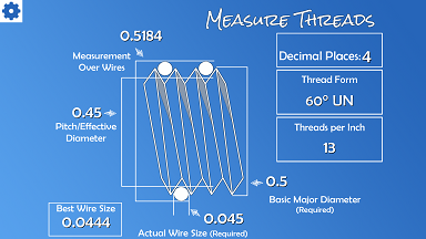 Dee Thread Measuring Wires Chart