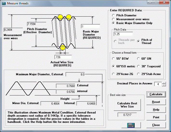 Thread measuring calculations by EditCNC