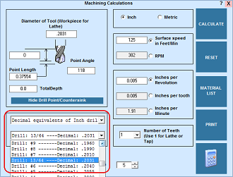 Machinist Drill Chart